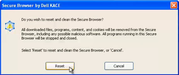 Dell KACE Secure Browser: restart stavu