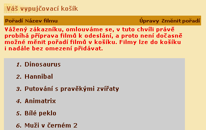 Cinetik košík nepřístupný