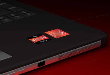 Nové štítky AMD Vision na notebooku