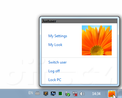 „Windows 8“ M1 - User Tile in Taskbar