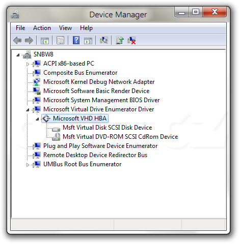 „Windows 8“ M1 - Správce zařízení - Microsoft Virtual řadič a virtuální jednotky