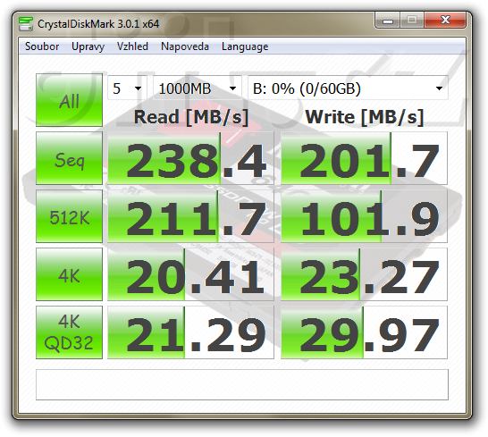 CrystalDiskMark: Kingston SSDNow V+100 64GB