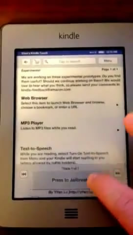 Kindle Touch - Press to Jailbreak