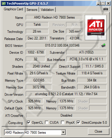 AMD Radeon HD 7970: GPU-Z