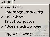 CopyToDVD - Menu Options