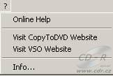 CopyToDVD - Menu Help