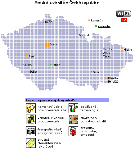 Bezdrátové sítě - mapa