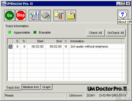 Sanyo UM DoctorPro 2 Track info