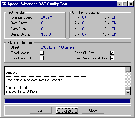 HP 9710i CDspeed99 Advanced DAE test