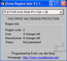 Plextor PX-116A - RegionInfo