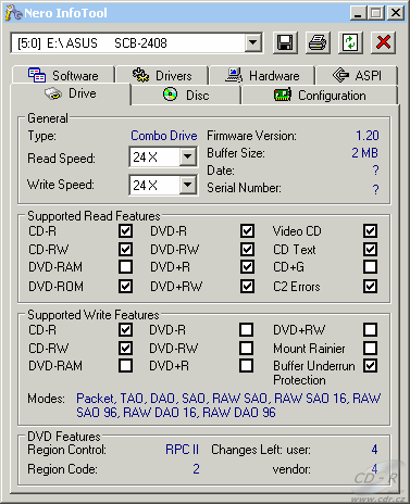 Asus SCB-2408-D - Nero InfoTool