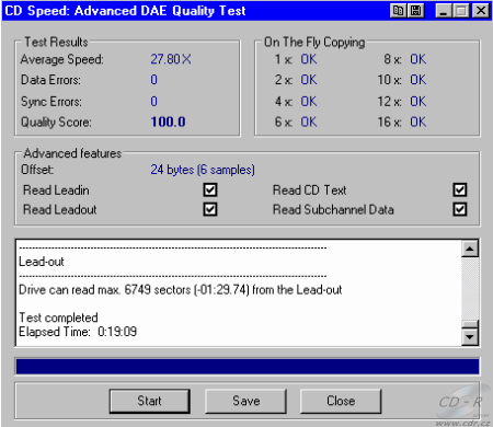 LiteOn LDW-811S - Advanced DAE speed test