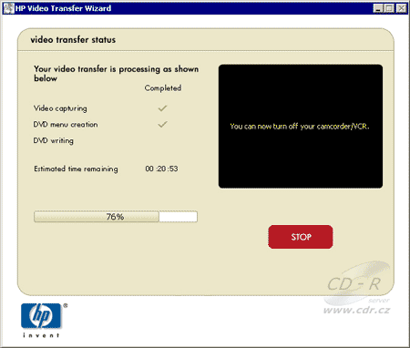 HP DVD Movie Writer dc3000 - Průvodce HP Video Transfer - krok 5