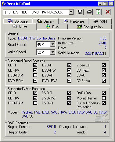 NEC ND-2500A Nero InfoTool