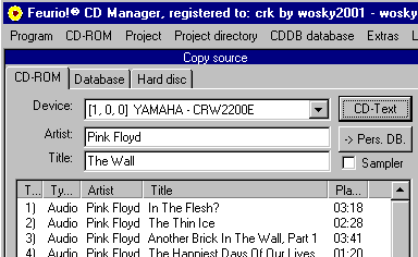 Yamaha CRW 2200 Feurio CD-Text načtení