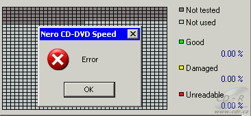NEC ND-2500A čtení poškozeného DVD