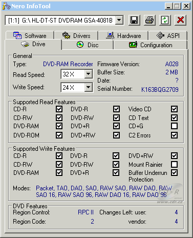 LG GSA-4081B Nero InfoTool