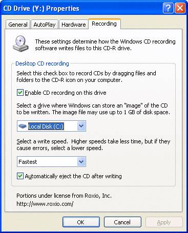 CD Recorder Properties