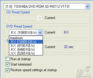 Toshiba SD-R6112 - rychlosti čtení DVD