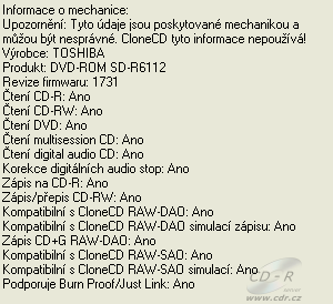 Toshiba SD-R6112 - CloneCD