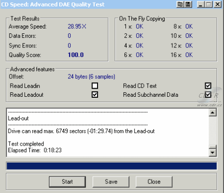 Teac DV-W58G - CDspeed Advanced DAE speed test