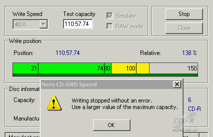 Teac DV-W58G - CDspeed Overburn