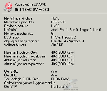 Teac DV-W58G - Alcohol 120%