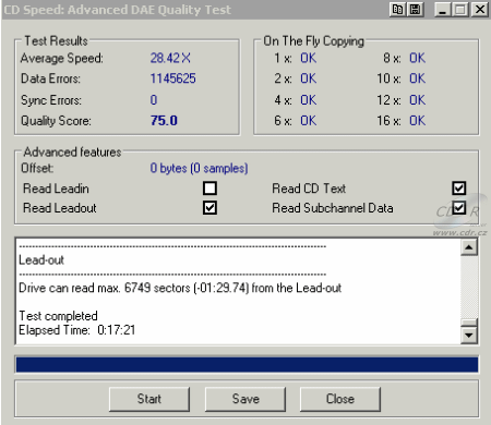 Sony CRX320E - Advanced DAE speed test