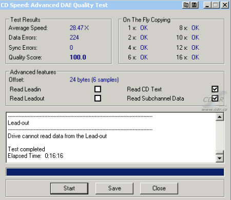 BTC DRW-1008IM -  CDspeed Advanced DAE speed test