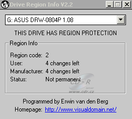 Asus DRW-0804P - DVD Region info