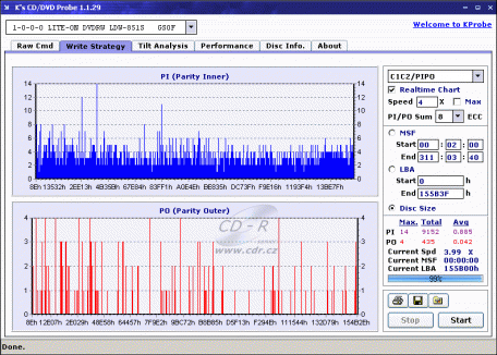 DVD-RW Memorex 2 speed, zápis 4x