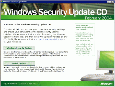 Windows Security Update CD