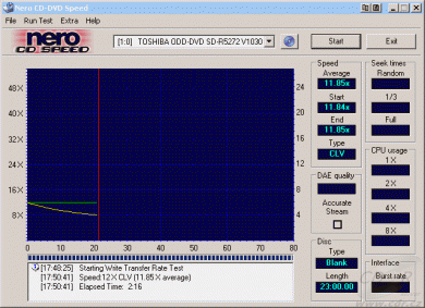 Toshiba SD-R5272 - CDspeed zápis CD-R 8cm