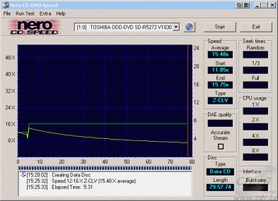 Toshiba SD-R5272 - CDspeed zápis CD-RW