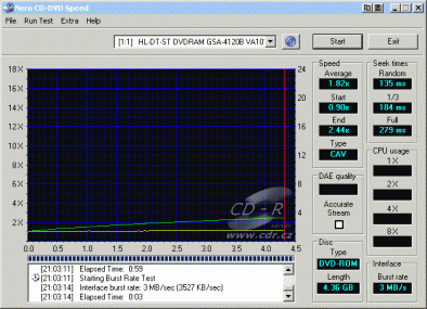 LG GSA-4120B CDspeed čtení DVD-ROM 2,4×