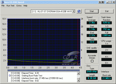 LG GSA-4120B CDspeed čtení DVD+RW data