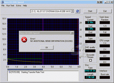 LG GSA-4120B CDspeed čtení DVD+R DL zapsané v GSA-4120B