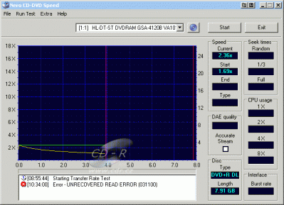 LG GSA-4120B CDspeed čtení DVD+R DL Video BookType DVD+R DL