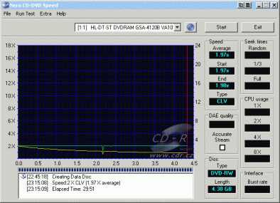 LG GSA-4120B CDspeed zápis DVD-RW 2×