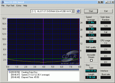 LG GSA-4120B CDspeed zápis DVD+R DL