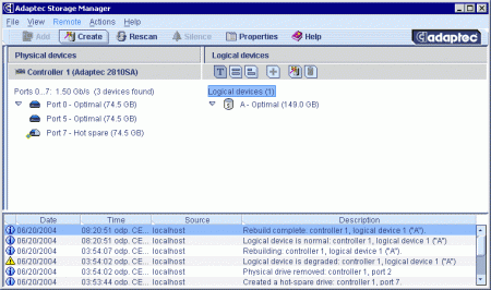 Adaptec AAR 2810SA: Adaptec Storage Manager