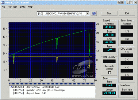 NEC ND-3500A - CDspeed zápis CD-R