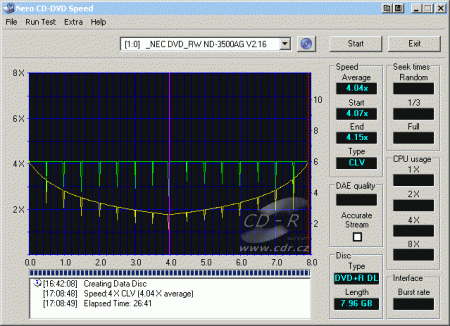 NEC ND-3500A - CDspeed zápis DVD+R DL