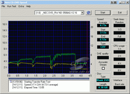 NEC ND-3500A - CDspeed zápis DVD-R JVC (TY) 8×