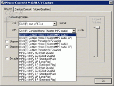 WinDVD Creator 2: Nastavení profilu kodeku pro zachytávání na pe