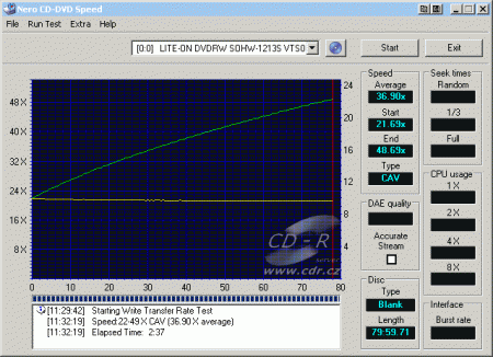 LiteOn SOHW-1213S - CDspeed zápis CD-R 48×