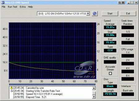 LiteOn SOHW-1213S - CDspeed zápis CD-RW 32×