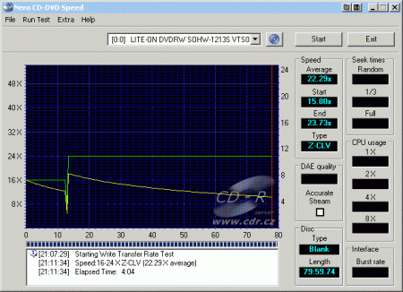 LiteOn SOHW-1213S - CDspeed zápis CD-RW 24×