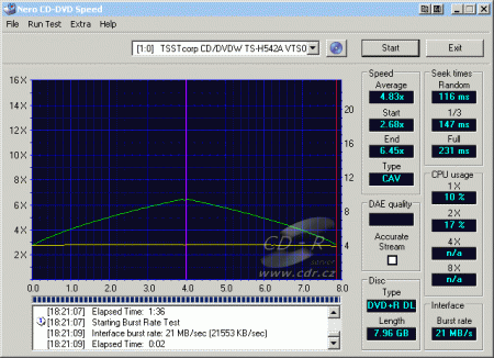 Samsung TS-H542A - CDspeed čtení DVD+R DL book DVD+R DL