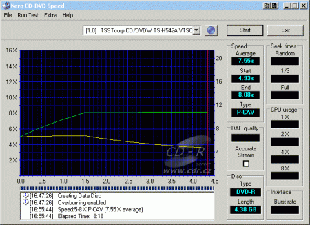 Samsung TS-H542A - CDspeed zápis DVD-R TY 8×